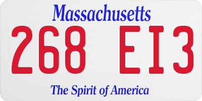 MA license plate 268EI3