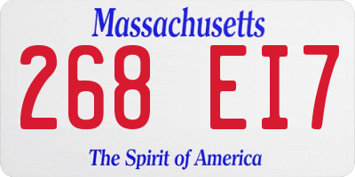 MA license plate 268EI7