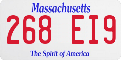 MA license plate 268EI9