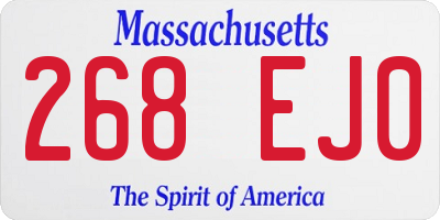 MA license plate 268EJ0