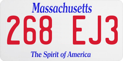 MA license plate 268EJ3