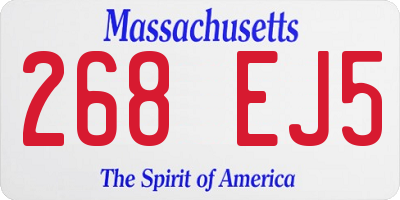 MA license plate 268EJ5