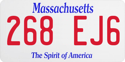 MA license plate 268EJ6