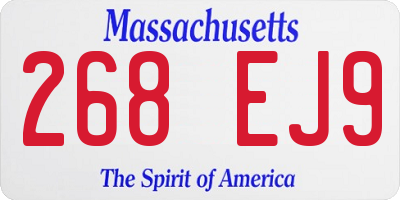 MA license plate 268EJ9