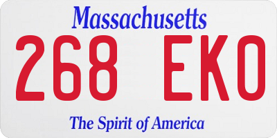 MA license plate 268EK0