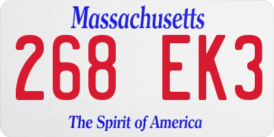 MA license plate 268EK3