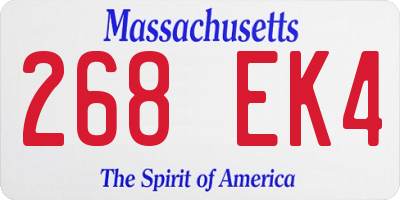 MA license plate 268EK4