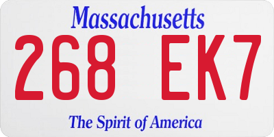 MA license plate 268EK7
