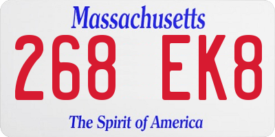 MA license plate 268EK8