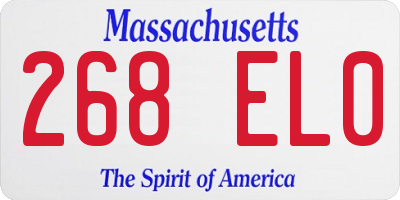MA license plate 268EL0