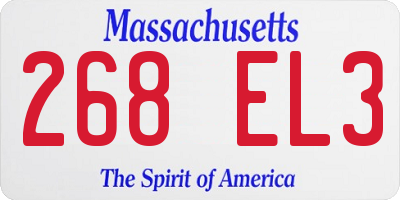 MA license plate 268EL3