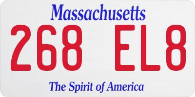 MA license plate 268EL8