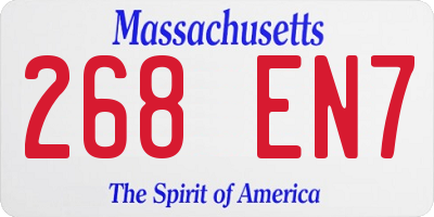MA license plate 268EN7