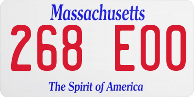 MA license plate 268EO0