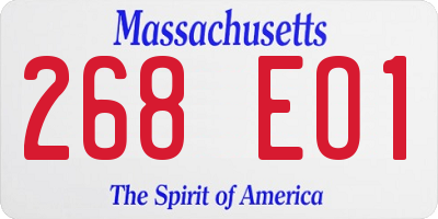 MA license plate 268EO1