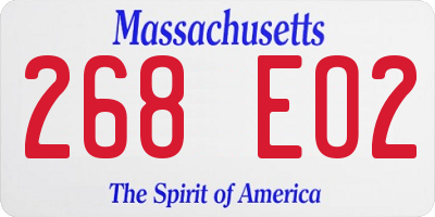 MA license plate 268EO2
