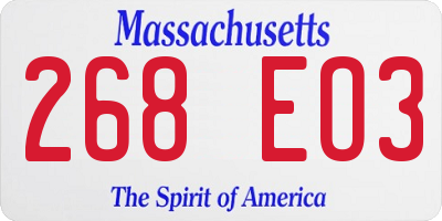 MA license plate 268EO3