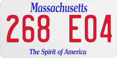 MA license plate 268EO4