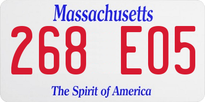 MA license plate 268EO5
