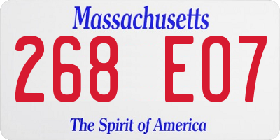 MA license plate 268EO7