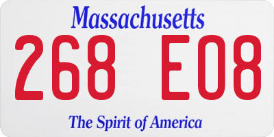 MA license plate 268EO8