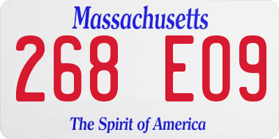 MA license plate 268EO9