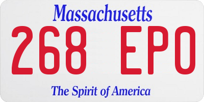 MA license plate 268EP0