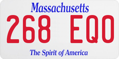 MA license plate 268EQ0