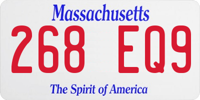 MA license plate 268EQ9