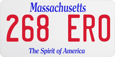 MA license plate 268ER0