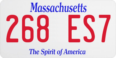 MA license plate 268ES7