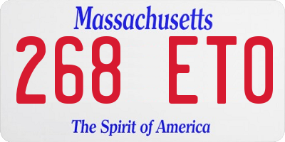 MA license plate 268ET0