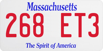 MA license plate 268ET3