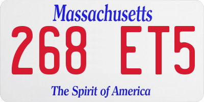 MA license plate 268ET5