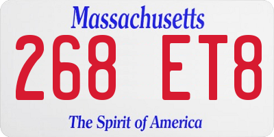 MA license plate 268ET8