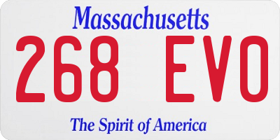 MA license plate 268EV0