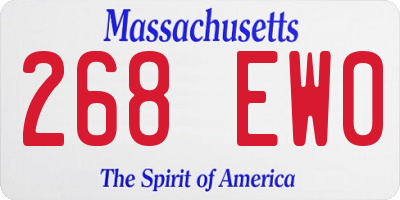 MA license plate 268EW0