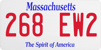 MA license plate 268EW2