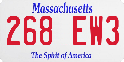 MA license plate 268EW3
