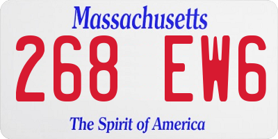 MA license plate 268EW6