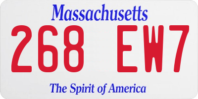MA license plate 268EW7