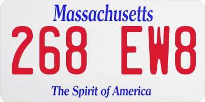 MA license plate 268EW8
