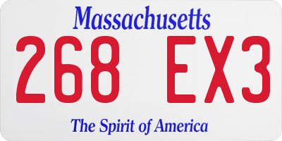 MA license plate 268EX3