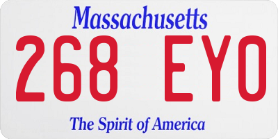 MA license plate 268EY0