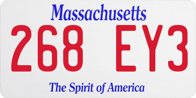 MA license plate 268EY3