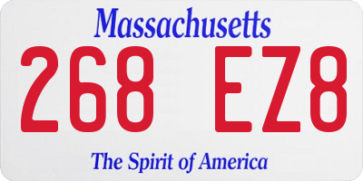 MA license plate 268EZ8