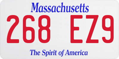 MA license plate 268EZ9