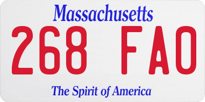 MA license plate 268FA0