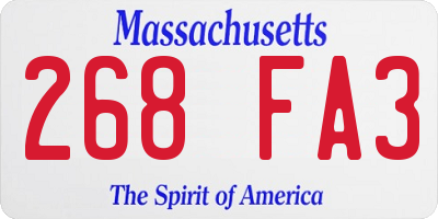 MA license plate 268FA3