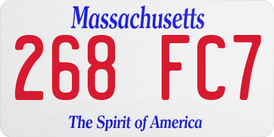 MA license plate 268FC7